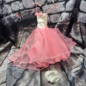 Vintage Barbie Dress Butterfly Pink Formal Tube Dress Party W/ Panties Sweet EUC